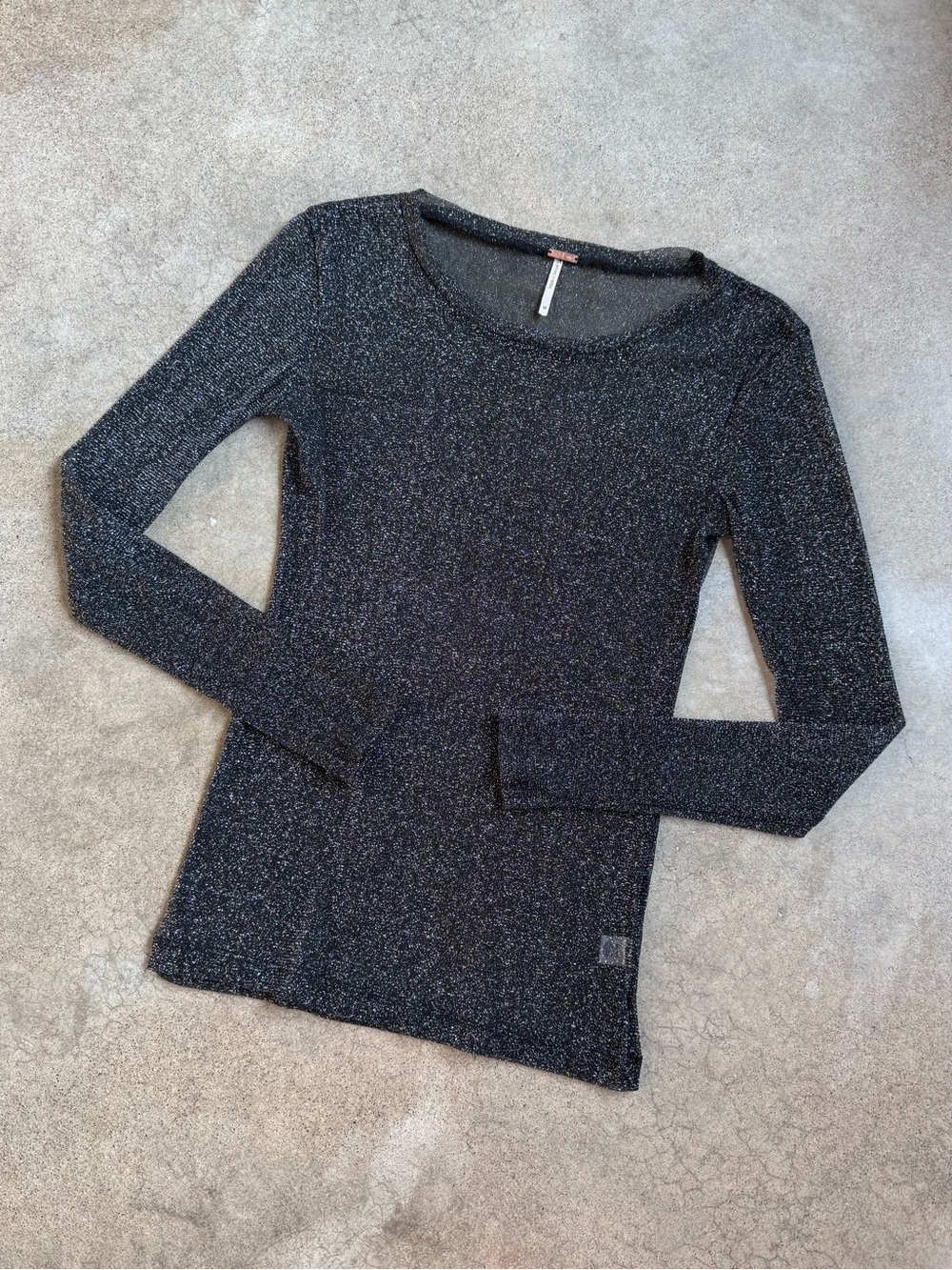 Poof Sheer Metallic Long Sleeve Top